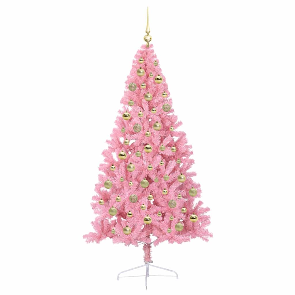 vidaXL Artificial Pre-lit Christmas Tree Pink 210 cm PVC 4