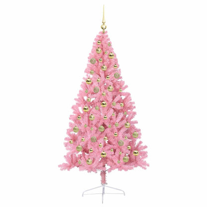 vidaXL Artificial Pre-lit Christmas Tree Pink 210 cm PVC 4