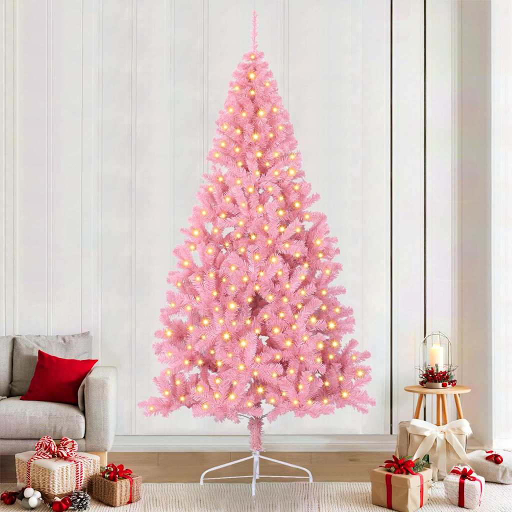 Artificial Pre-lit Christmas Tree PVC 240 cm Pink without baubles