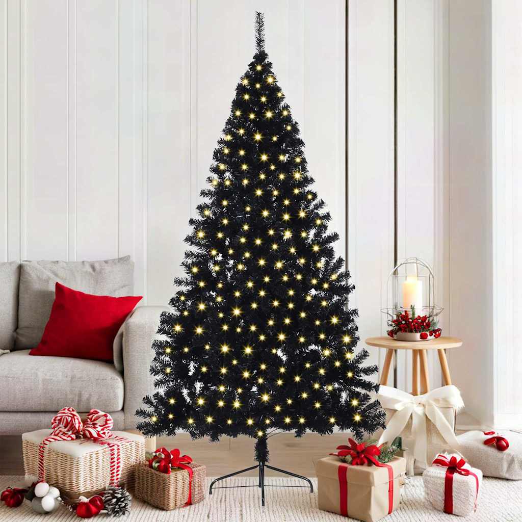 Artificial Pre-lit Christmas Tree PVC 180 cm Black without baubles