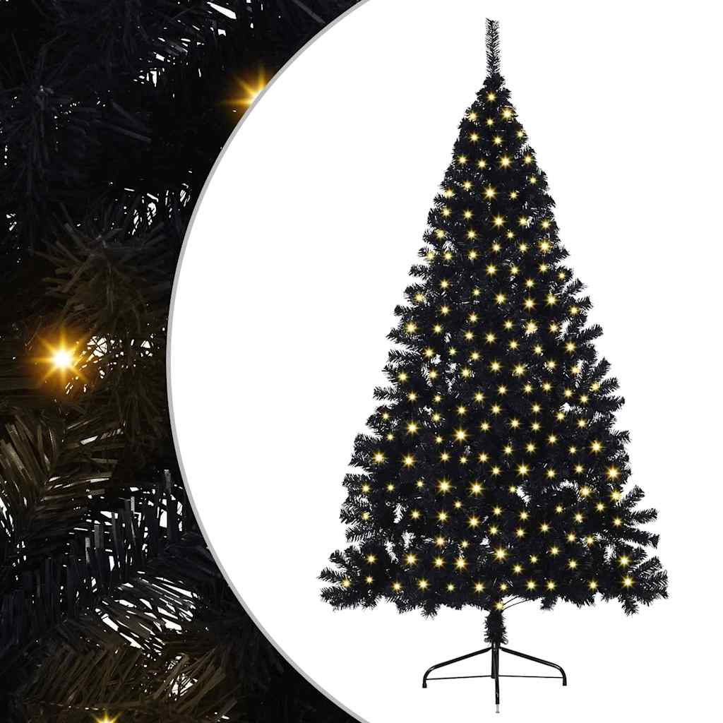 Artificial Pre-lit Christmas Tree PVC 180 cm Black without baubles