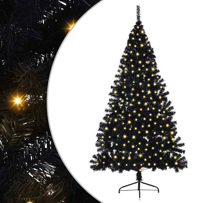 Artificial Pre-lit Christmas Tree PVC 180 cm Black without baubles