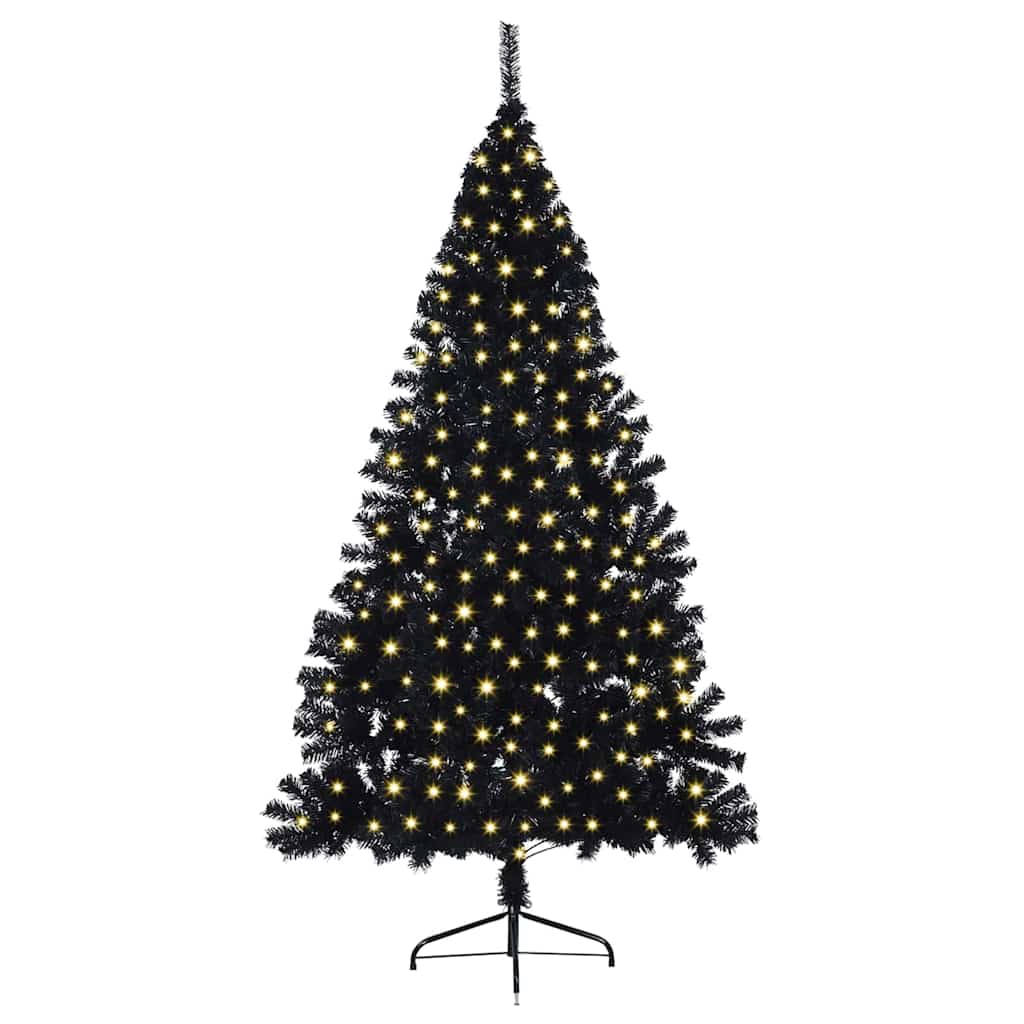 Artificial Pre-lit Christmas Tree PVC 180 cm Black without baubles