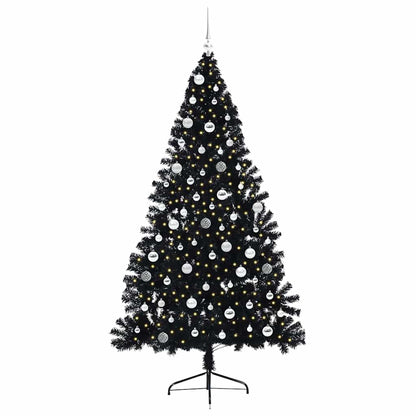 vidaXL Artificial Pre-lit Christmas Tree Black 210 cm PVC 3
