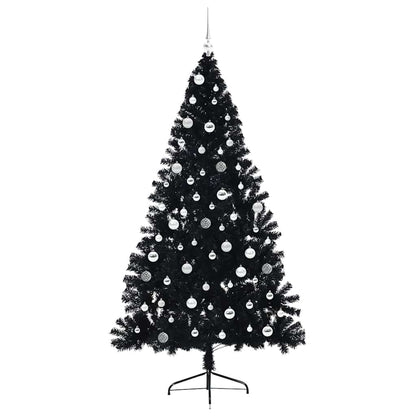 vidaXL Artificial Pre-lit Christmas Tree Black 210 cm PVC 4