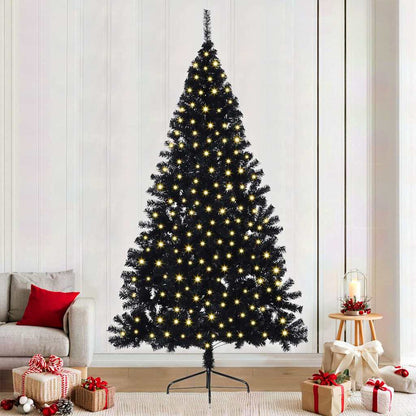 Artificial Pre-lit Christmas Tree PVC 240 cm Black without baubles
