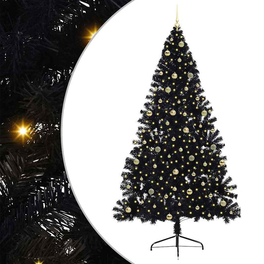 vidaXL Artificial Pre-lit Christmas Tree Black 240 cm PVC 2