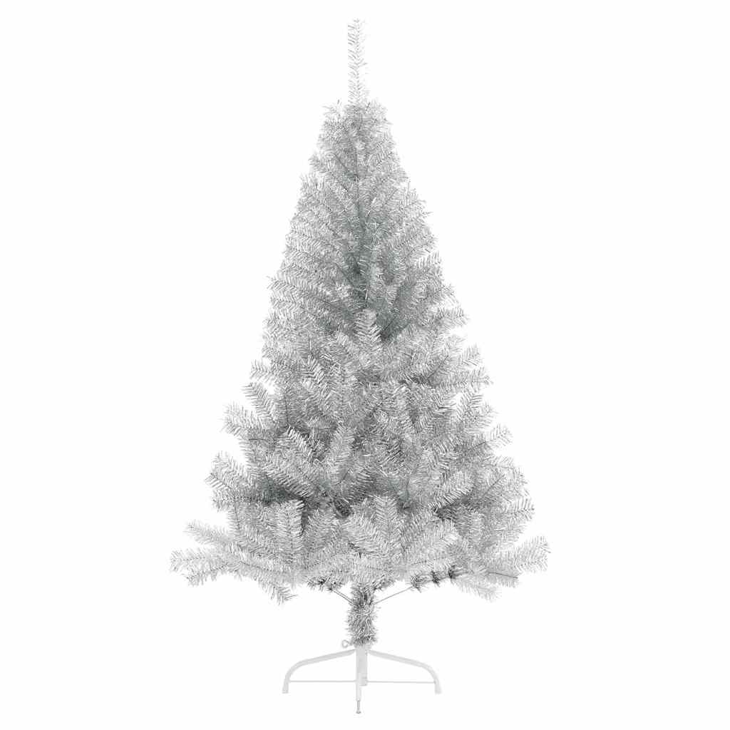 Artificial Pre-lit Christmas Tree PET 120 cm Silver with 60 rose gold balls