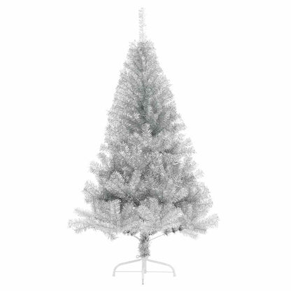 Artificial Pre-lit Christmas Tree PET 120 cm Silver with 60 rose gold balls