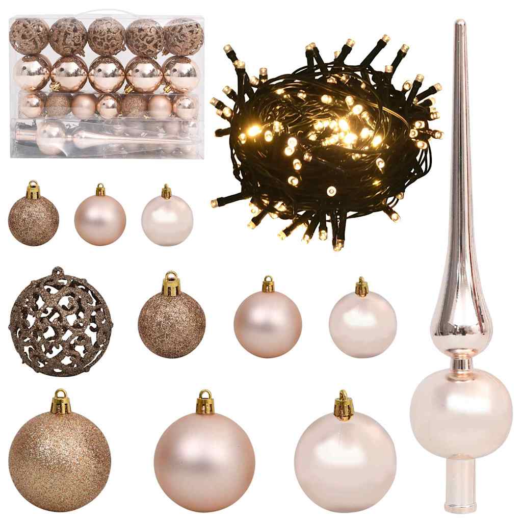 Artificial Pre-lit Christmas Tree PET 120 cm Silver with 60 rose gold balls