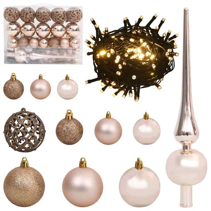 Artificial Pre-lit Christmas Tree PET 120 cm Silver with 60 rose gold balls