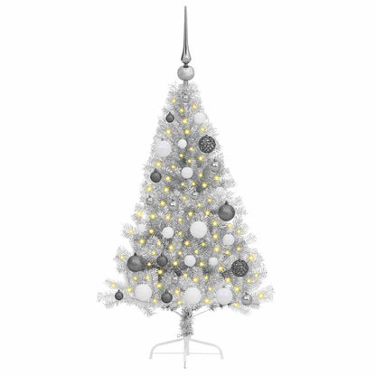 vidaXL Artificial Pre-lit Christmas Tree Silver 120 cm PET 3