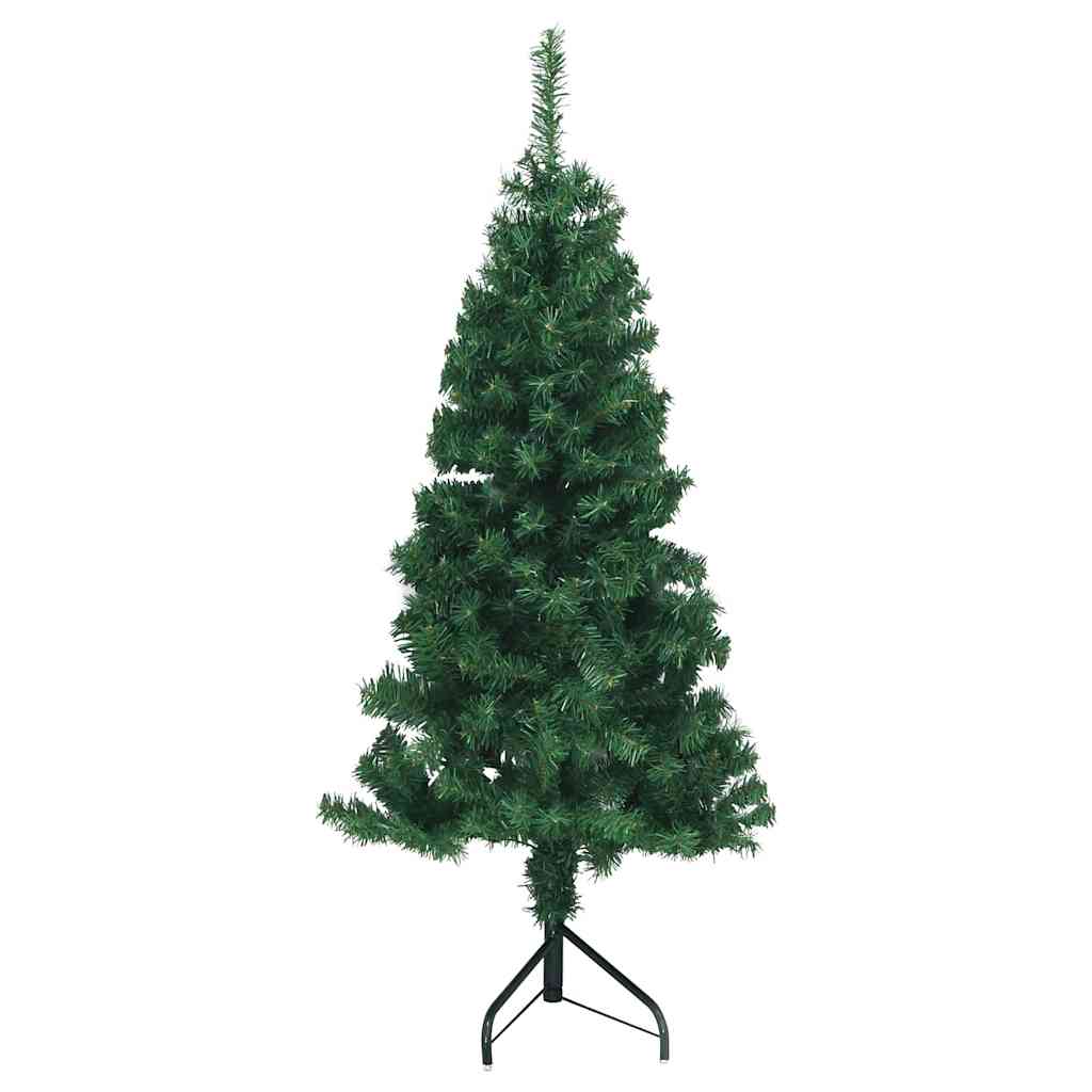Corner Artificial Christmas Tree Green 150 cm PVC and Metal with 150 LEDs & red balls