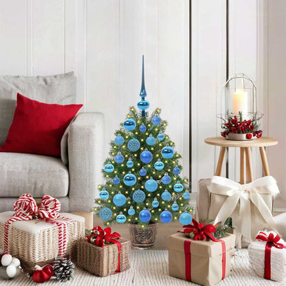 Artificial Christmas Tree Green PE and PVC 75 cm with LEDs &blue balls