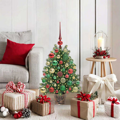 Artificial Christmas Tree Green PE and PVC 75 cm with LEDs &multicolour balls