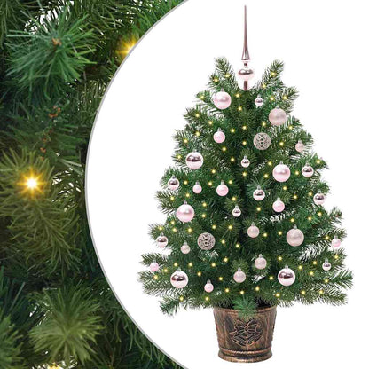 Artificial Christmas Tree Green PE and PVC 95 cm with LEDs &pink balls