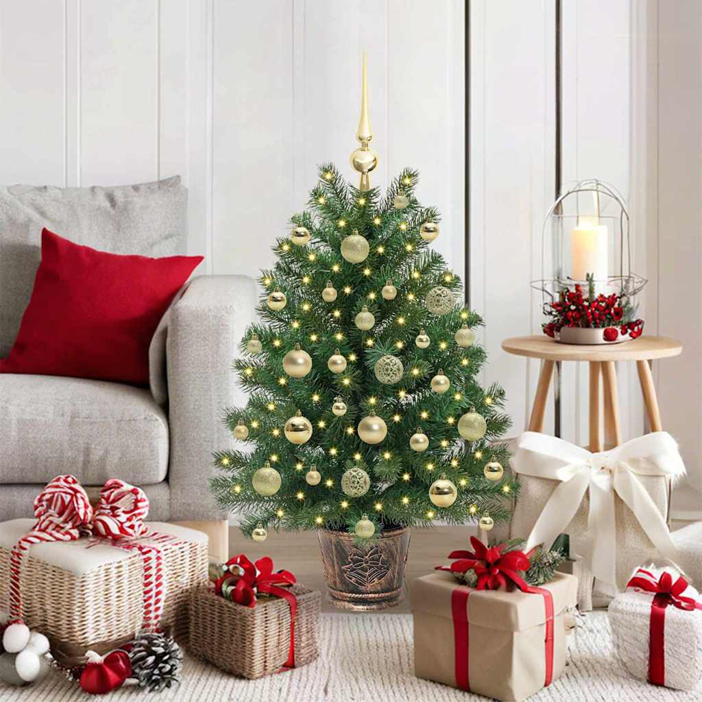 Artificial Christmas Tree Green PE and PVC 95 cm with LEDs &gold balls