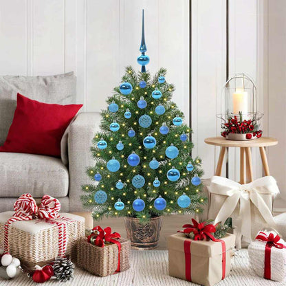 Artificial Christmas Tree Green PE and PVC 95 cm with LEDs &blue balls