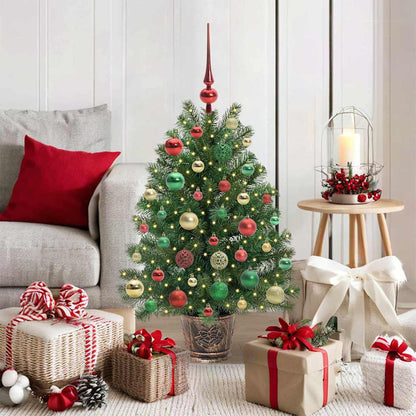 Artificial Christmas Tree Green PE and PVC 95 cm with LEDs &multicolour balls