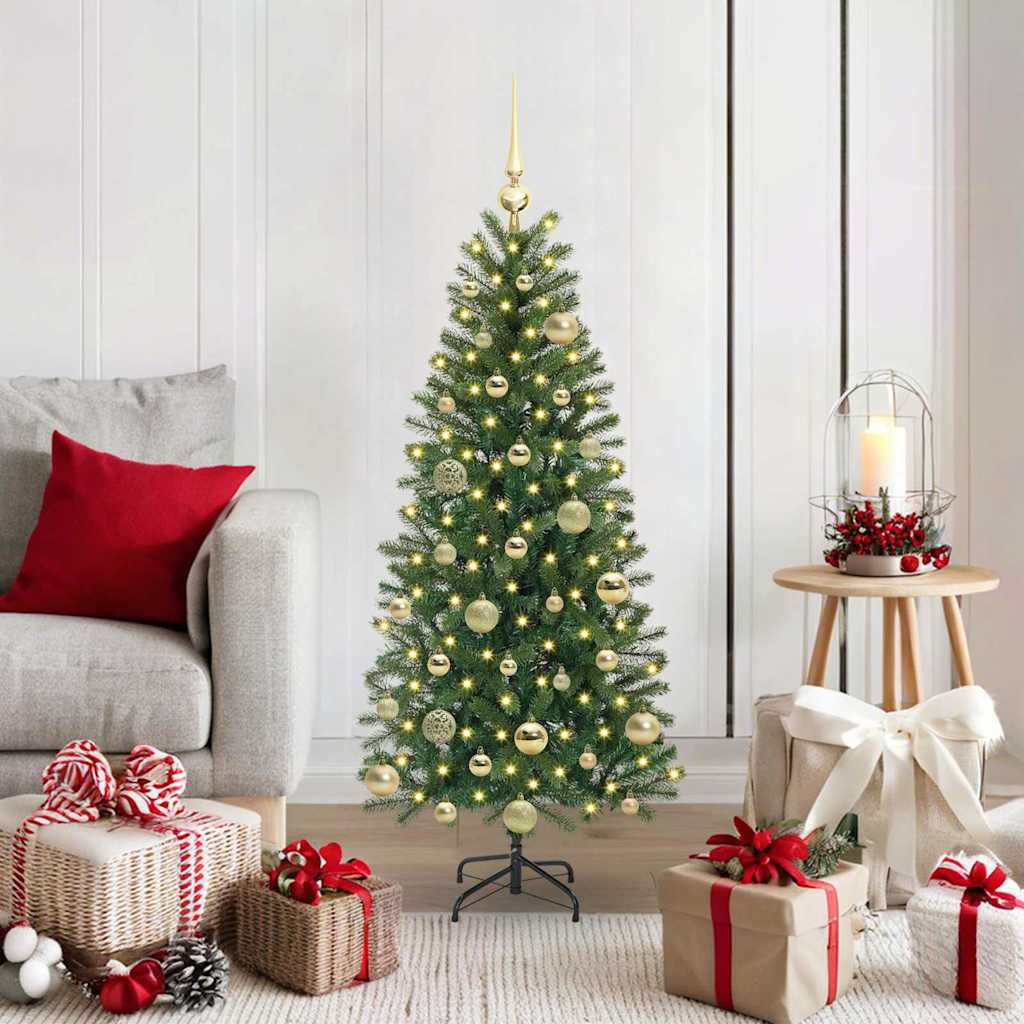 Artificial Christmas Tree Green PE and PVC 120 cm with LEDs &gold balls