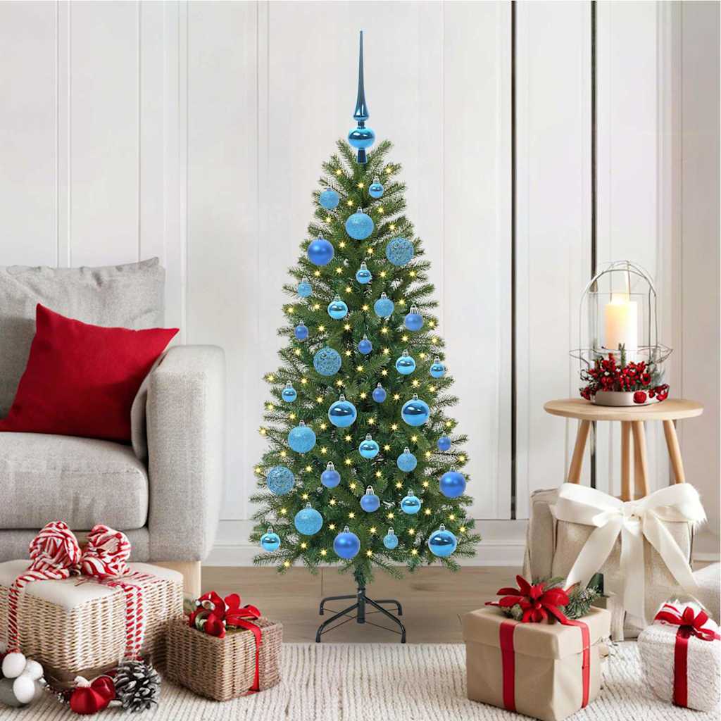 Artificial Christmas Tree Green PE and PVC 120 cm with LEDs &blue balls