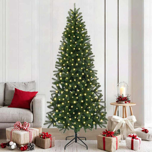 Artificial Christmas Tree Green PE and PVC 210 cm with LEDs