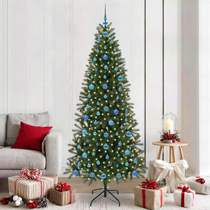 Artificial Christmas Tree Green PE and PVC 210 cm with LEDs &blue balls