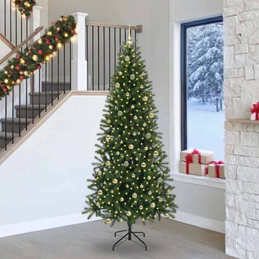 vidaXL Artificial Christmas Tree with 300 LEDs Green 240 cm PE and PVC 1