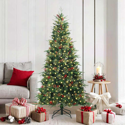 Artificial Hinged Christmas Tree PE and PVC Green 180 cm with LEDs