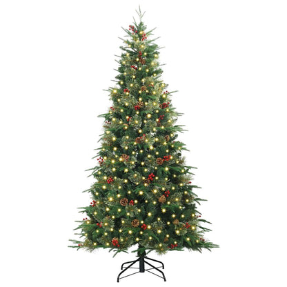 Artificial Hinged Christmas Tree PE and PVC Green 210 cm with LEDs