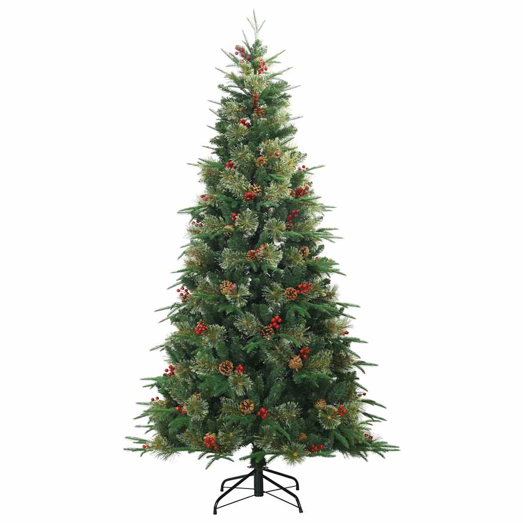 Artificial Hinged Christmas Tree PE and PVC Green 210 cm with LEDs