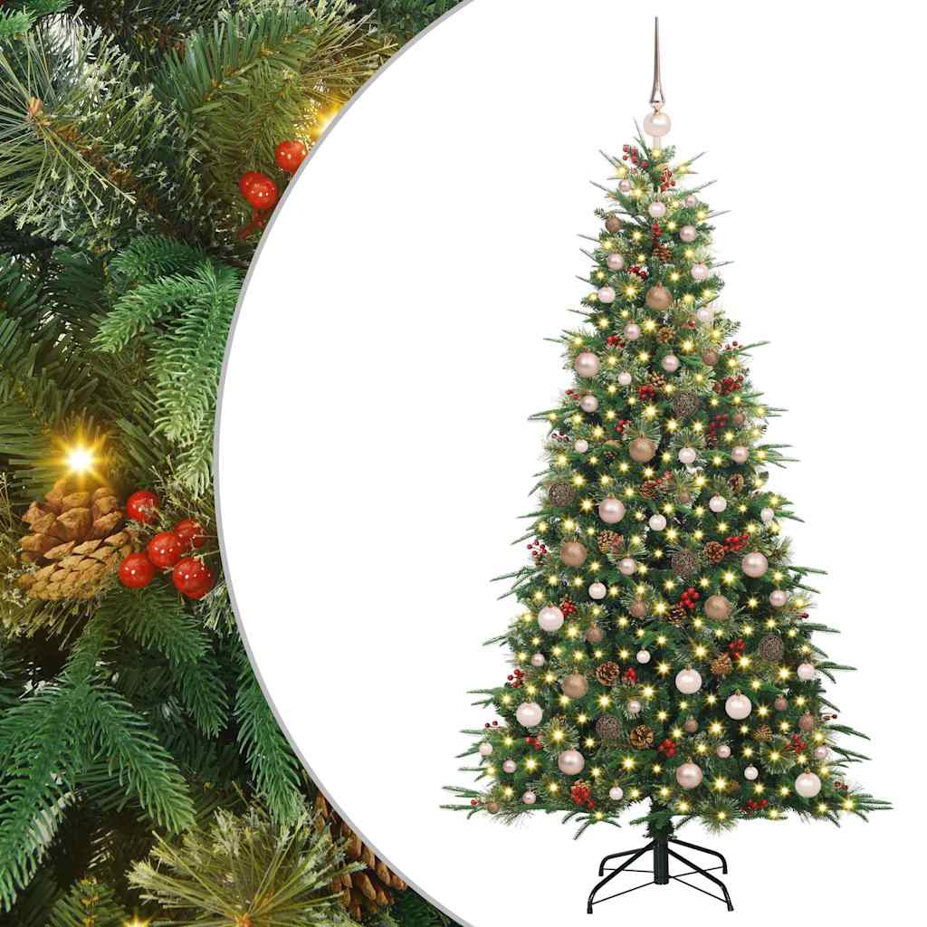 vidaXL Artificial Hinged Christmas Tree Green 210 cm PE and PVC 2
