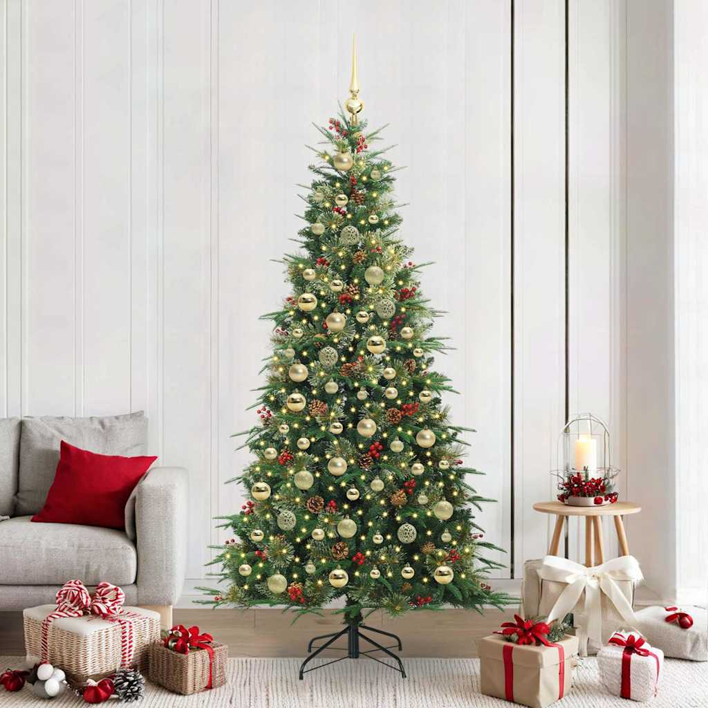 vidaXL Artificial Hinged Christmas Tree Green 210 cm PE and PVC 1