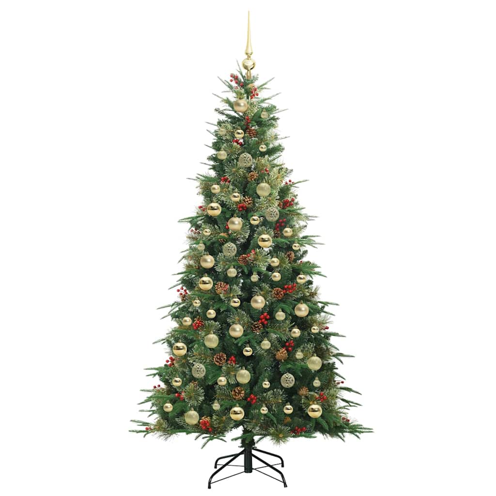 vidaXL Artificial Hinged Christmas Tree Green 210 cm PE and PVC 4