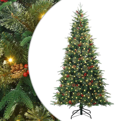 Artificial Hinged Christmas Tree PE and PVC Green 240 cm with LEDs
