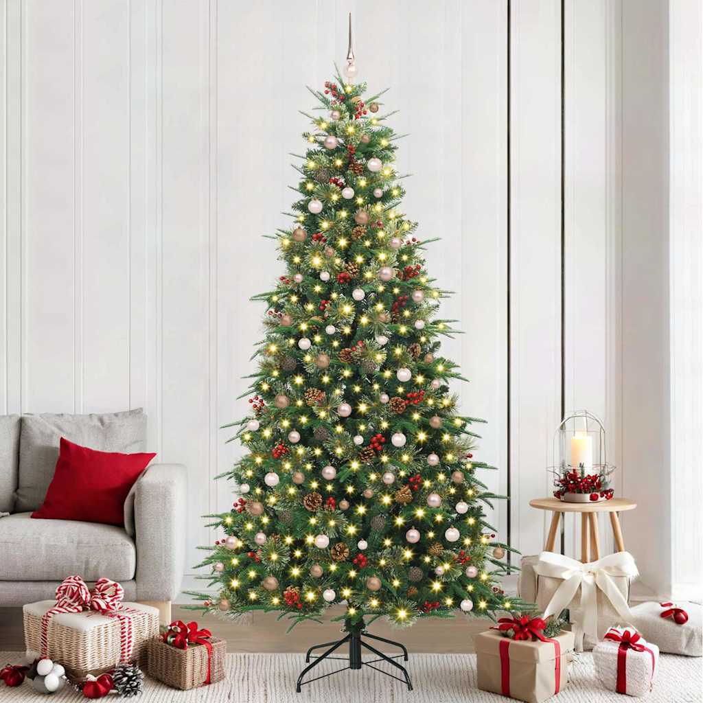 vidaXL Artificial Hinged Christmas Tree Green 240 cm PE and PVC 1