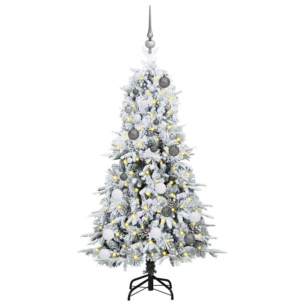 vidaXL Artificial Hinged Christmas Tree White 150 cm PE and PVC 3