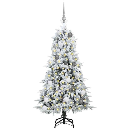 vidaXL Artificial Hinged Christmas Tree White 150 cm PE and PVC 3