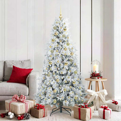 vidaXL Artificial Hinged Christmas Tree White 180 cm PE and PVC 1