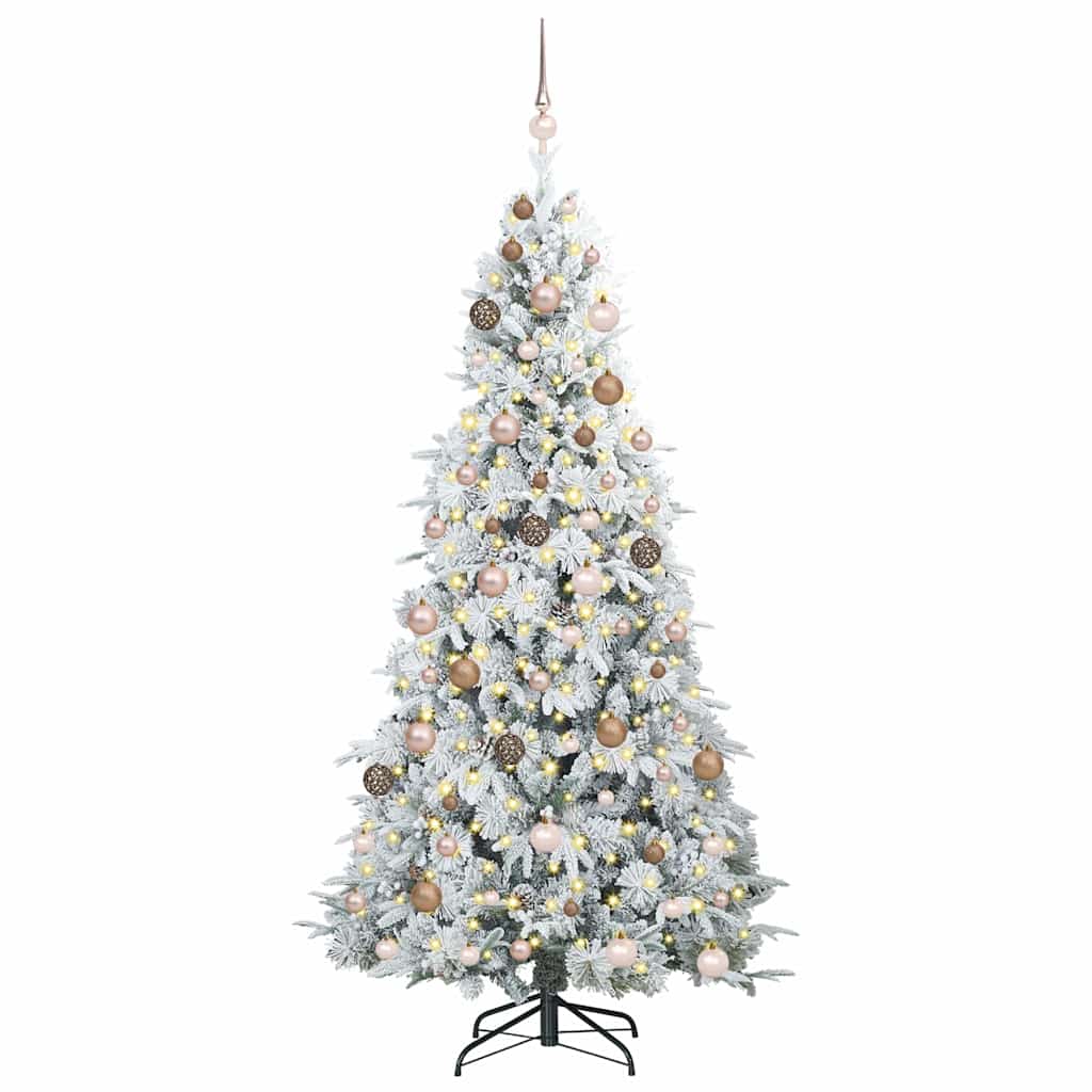 vidaXL Artificial Hinged Christmas Tree White 210 cm PE and PVC 3