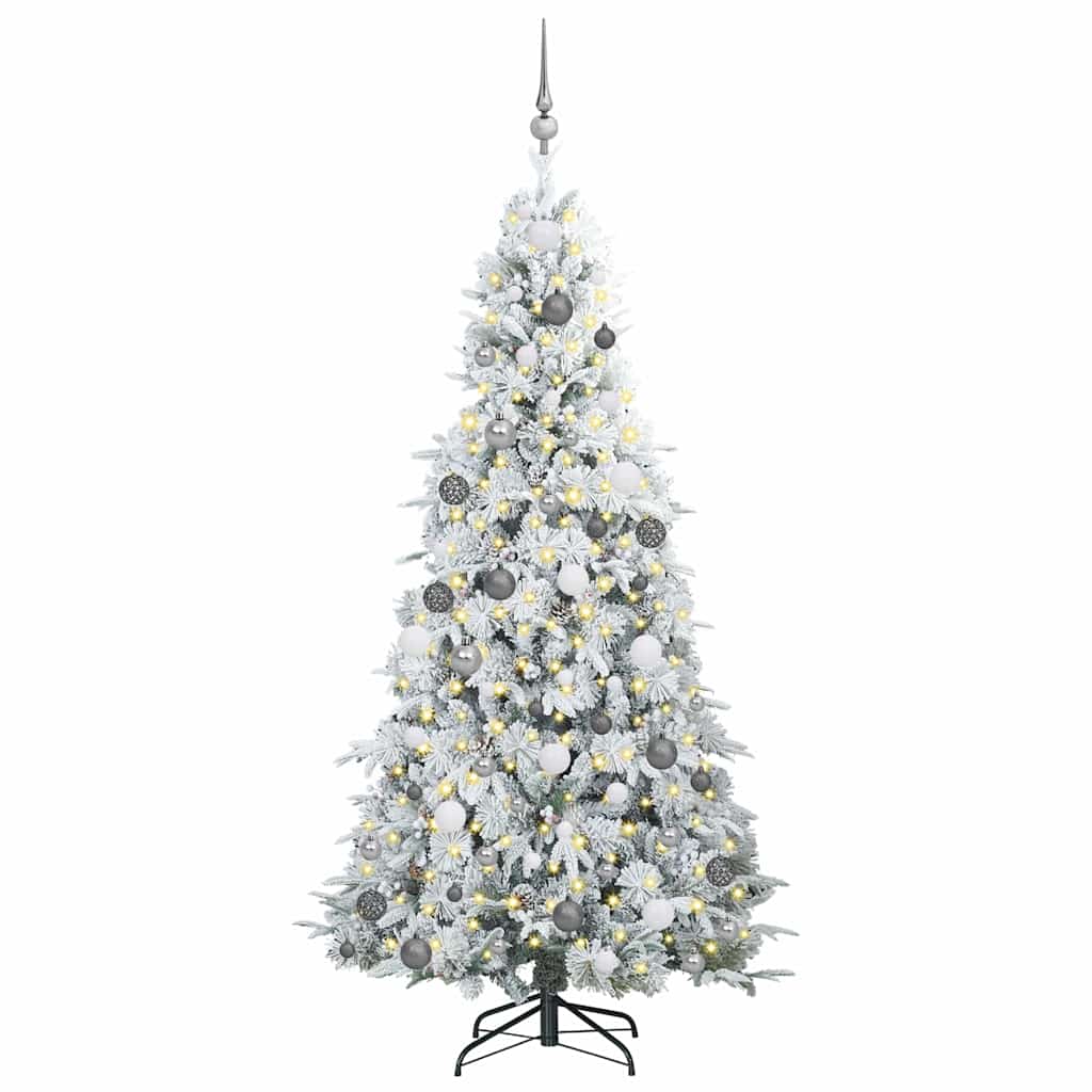 vidaXL Artificial Hinged Christmas Tree White 210 cm PE and PVC 3