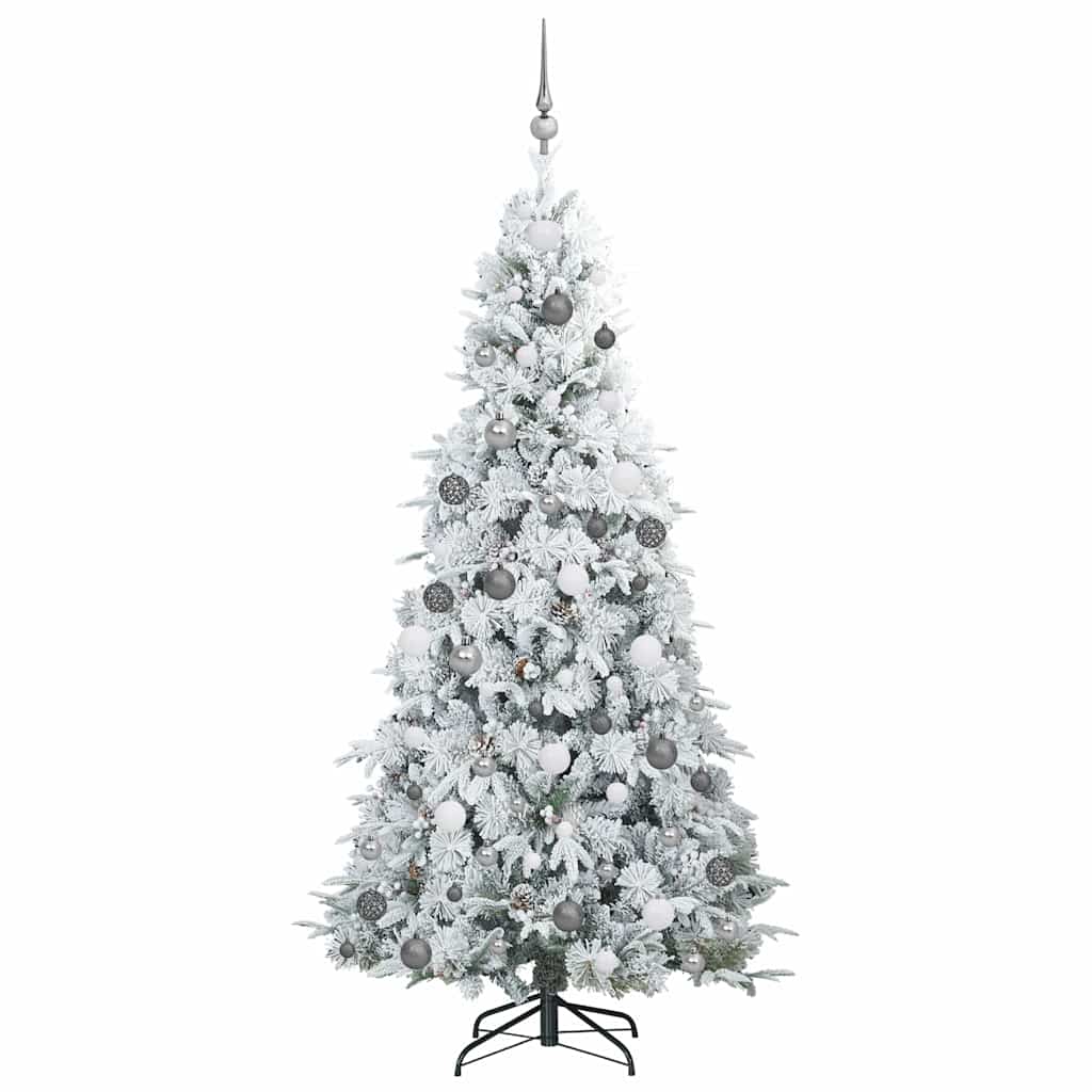 vidaXL Artificial Hinged Christmas Tree White 210 cm PE and PVC 4