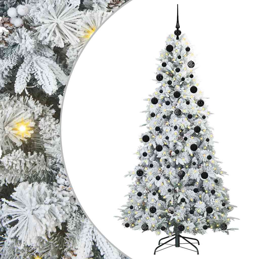 vidaXL Artificial Hinged Christmas Tree White 210 cm PE and PVC 2