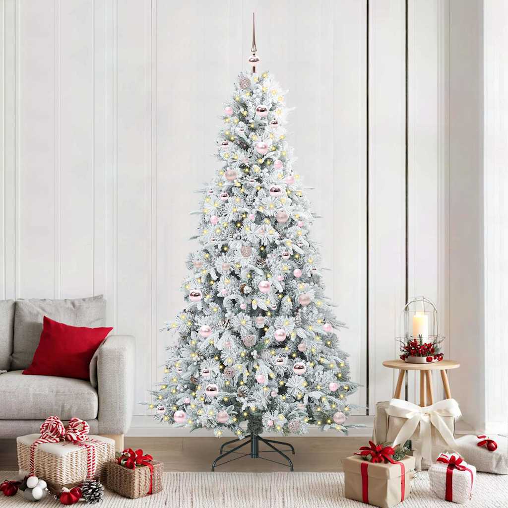 vidaXL Artificial Hinged Christmas Tree White 210 cm PE and PVC 1