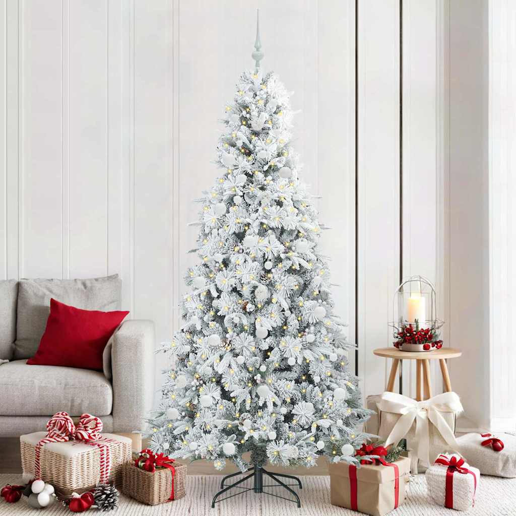 vidaXL Artificial Hinged Christmas Tree White 210 cm PE and PVC 1