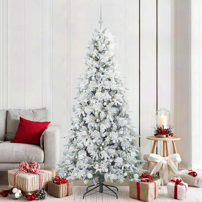 vidaXL Artificial Hinged Christmas Tree White 210 cm PE and PVC 1