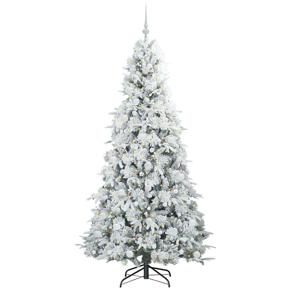 vidaXL Artificial Hinged Christmas Tree White 210 cm PE and PVC 3