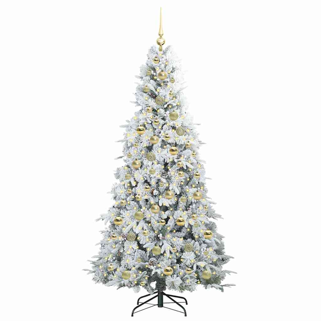 vidaXL Artificial Hinged Christmas Tree White 210 cm PE and PVC 3