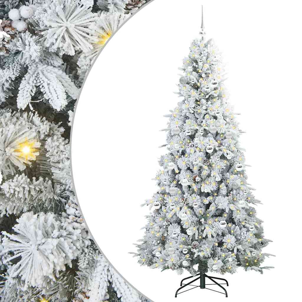 vidaXL Artificial Hinged Christmas Tree White 210 cm PE and PVC 2