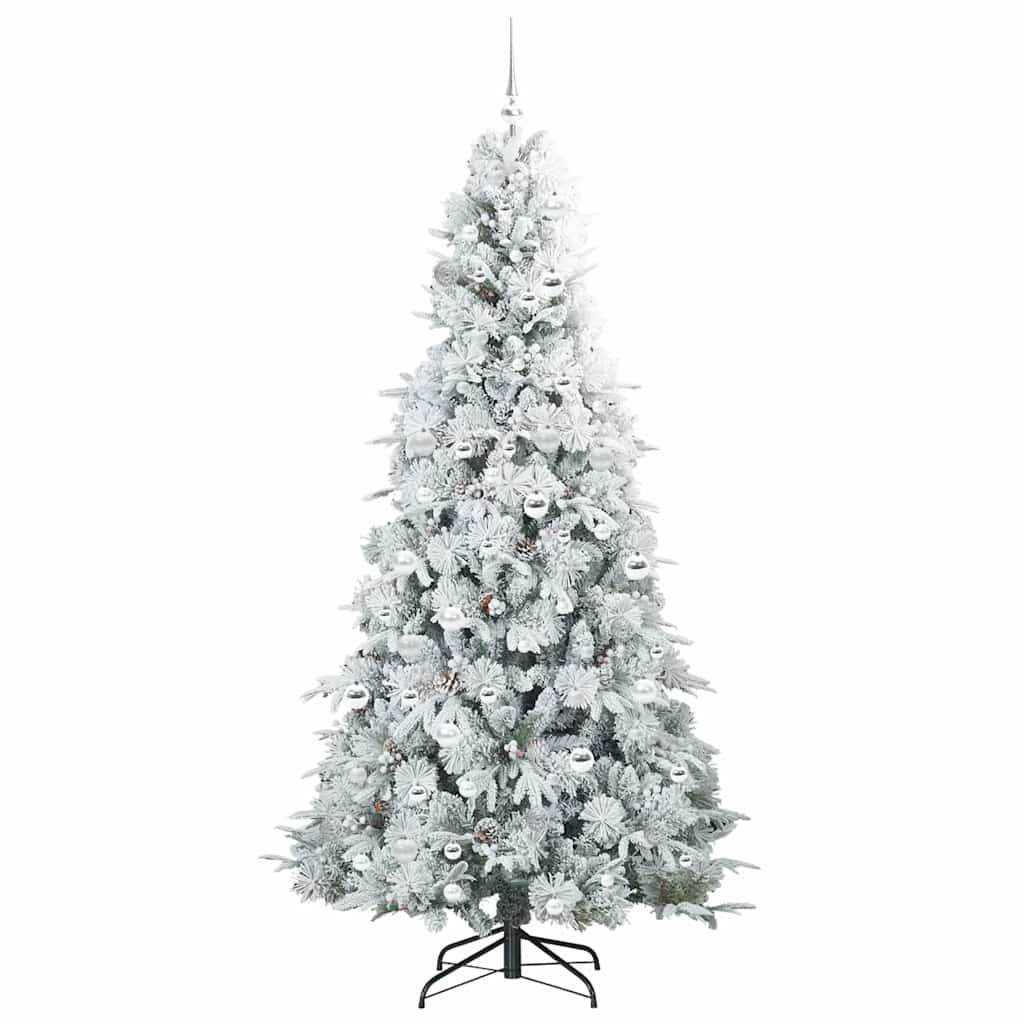 vidaXL Artificial Hinged Christmas Tree White 210 cm PE and PVC 4
